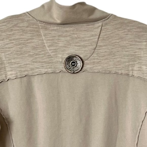 Neon Buddha Neutral Soft Cotton 6-Button Patchwork Blazer - Stone - XS - Picture 6 of 9